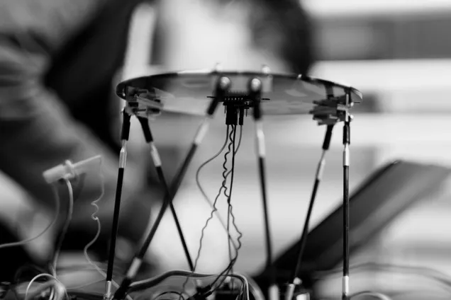 Close-up of a robot part. Photo.